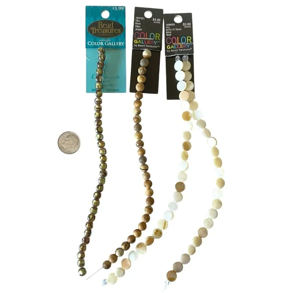 Bead Treasures Jewelry Making Shell Jasper Metallic Earth Tone DIY Mixed Lot